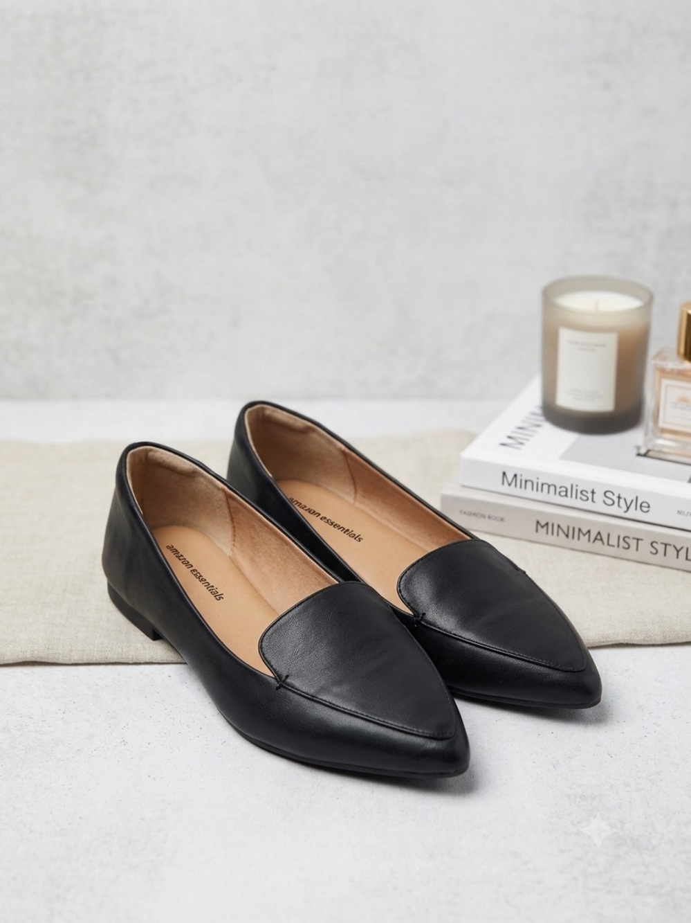 Pointed Black Leather-Look Women's Loafers
